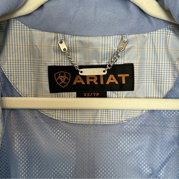Women's Ariat Riding Jacket XS Equestrian Hooded Plaid Lightweight Blue - Picture 8 of 8